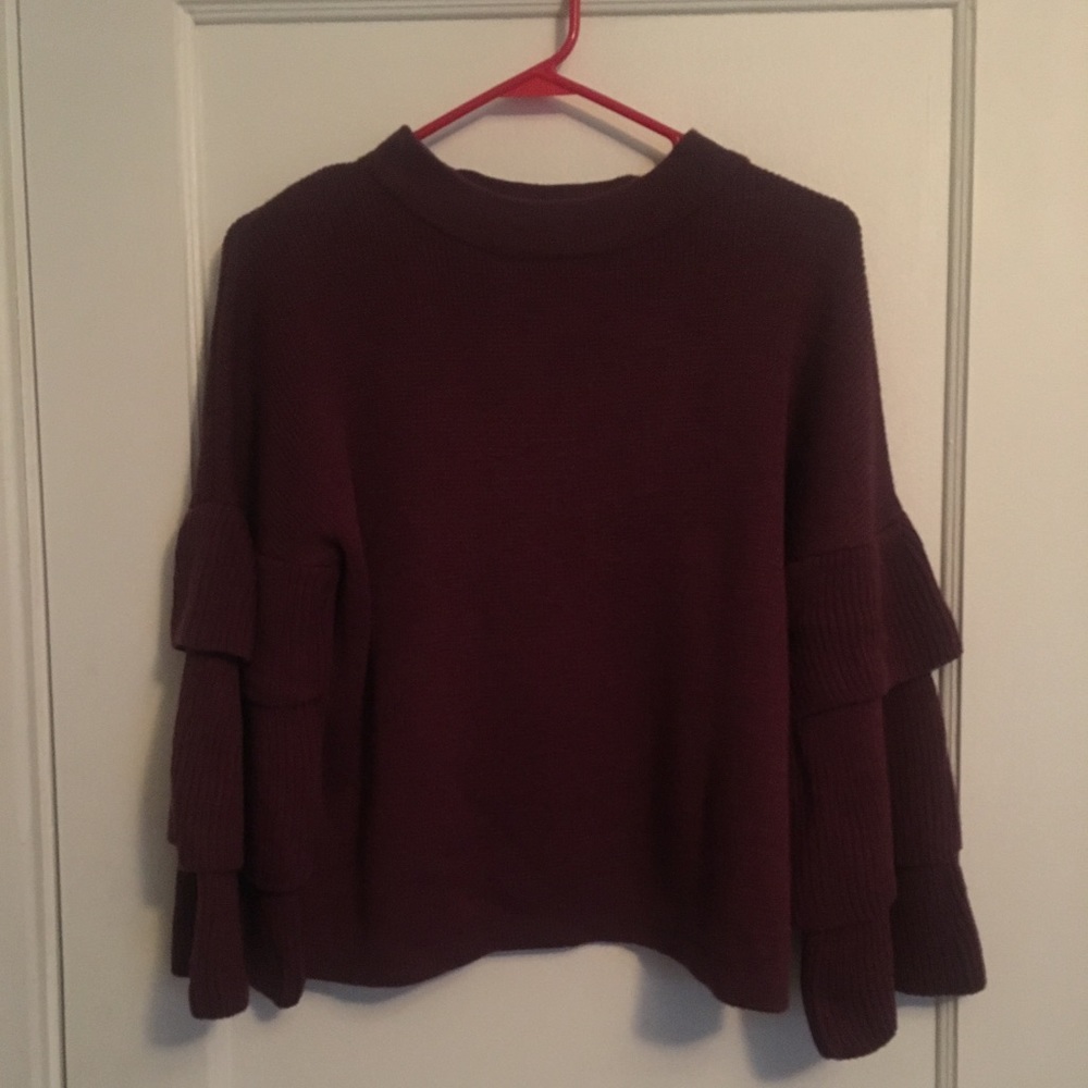 Burgundy Bell Sleeve Sweater